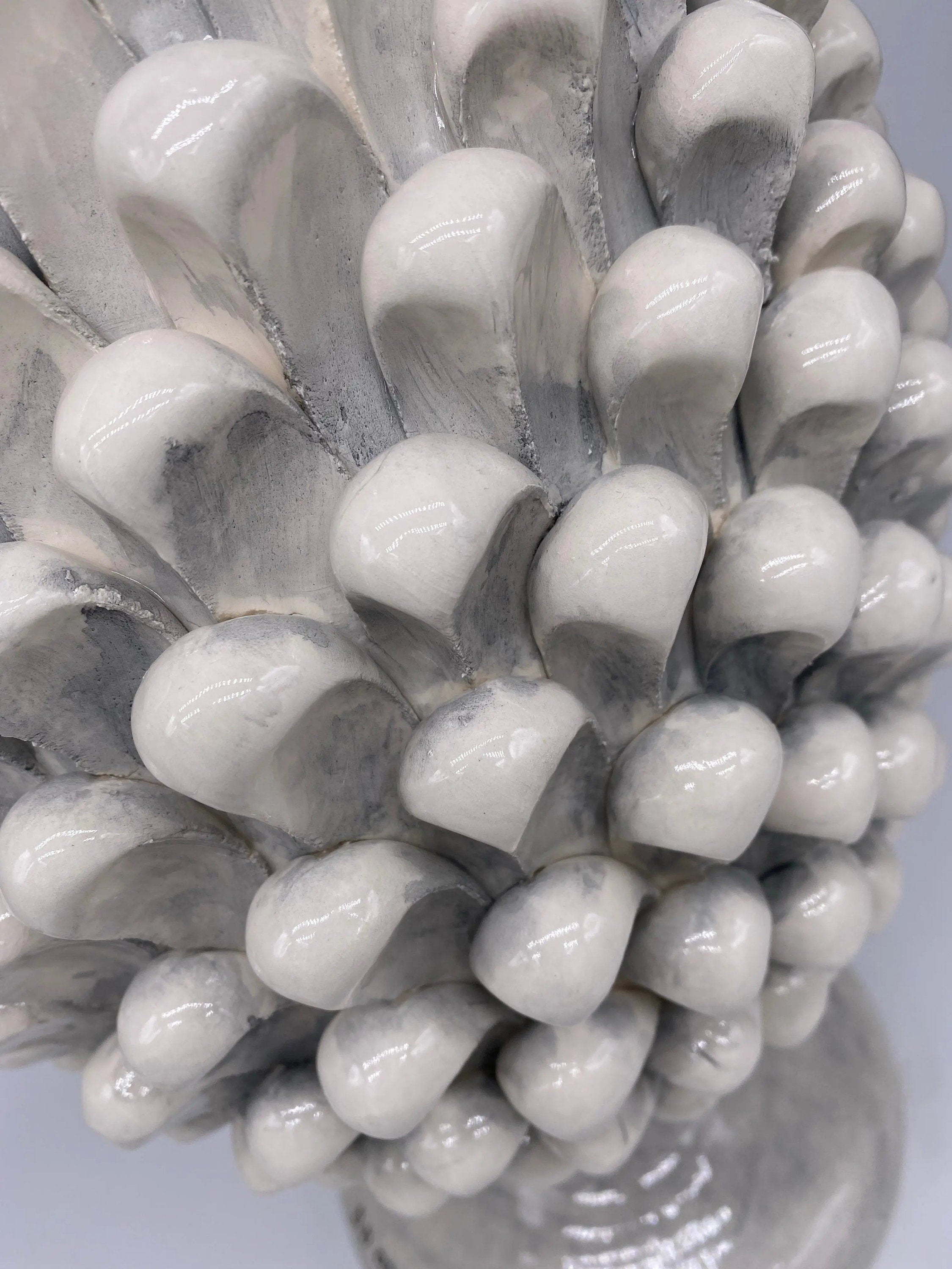 Lampada Pigna Ceramica Caltagirone cm H.40 Artigianale Ghiaccio DD CERAMICHE SICILIANE