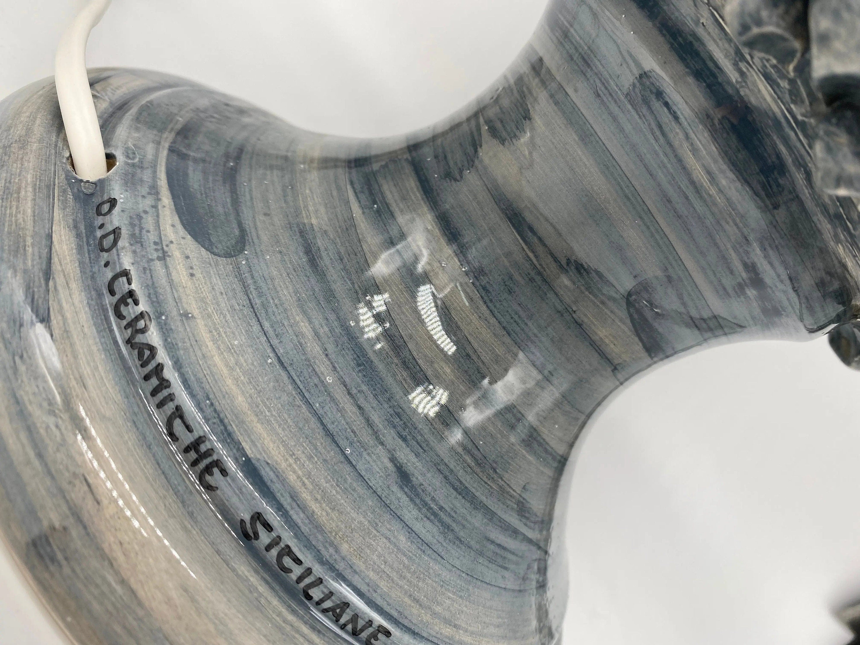 Lampada Pigna Ceramica Caltagirone cm H.40 Artigianale Grigio DD CERAMICHE SICILIANE