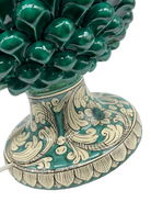 Lampada Pigna Ceramica Caltagirone cm H.40 Artigianale Verde Cristallo Base Decorata - DD CERAMICHE SICILIANE