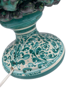 Lampada Pigna Ceramica Caltagirone cm H.45 Artigianale Verde Rame Base Decorata - DD CERAMICHE SICILIANE