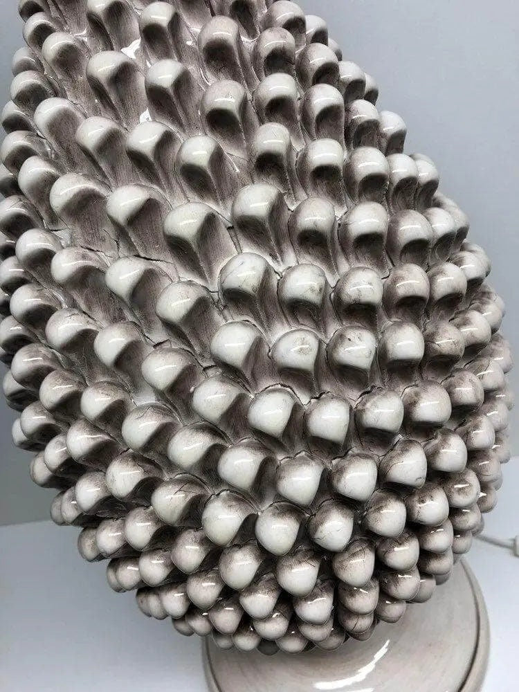 Lampada Pigna Ceramica Caltagirone cm H.50 Artigianale Beige Écru DD CERAMICHE SICILIANE