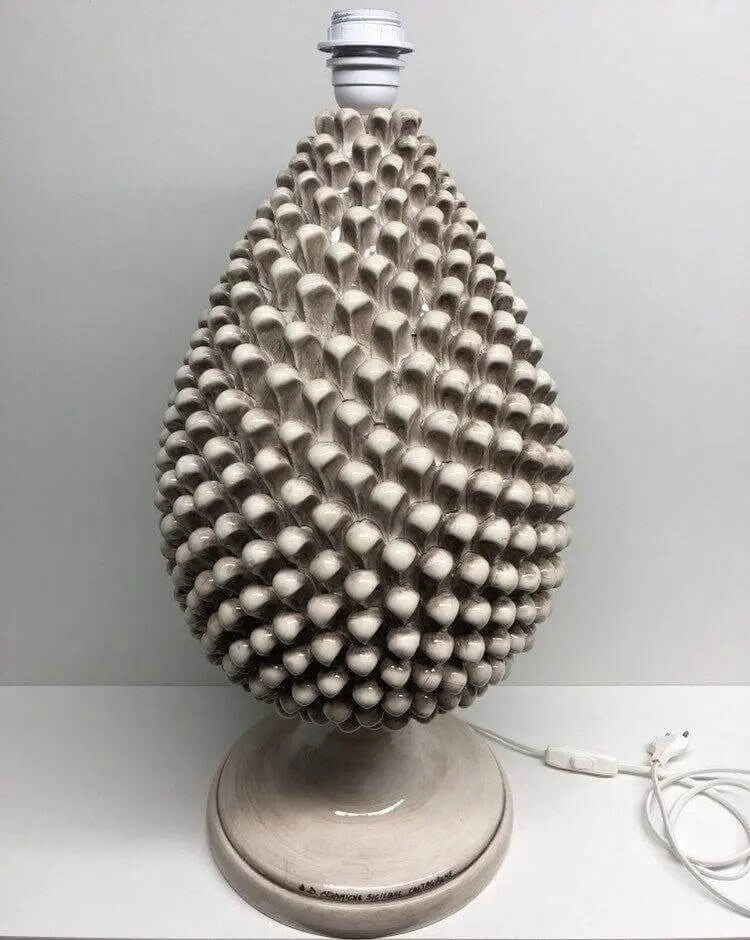 Lampada Pigna Ceramica Caltagirone cm H.50 Artigianale Beige Écru DD CERAMICHE SICILIANE