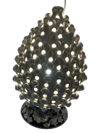 Lampada Pigna Gigante traforata Ceramica Caltagirone cm H.45 L.28 Artigianale Bianco Base Decorata DD CERAMICHE SICILIANE