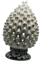 Lampada Pigna Gigante traforata Ceramica Caltagirone cm H.45 L.28 Artigianale Bianco Base Decorata DD CERAMICHE SICILIANE