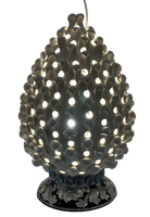 Lampada Pigna Gigante traforata Ceramica Caltagirone cm H.45 L.28 Artigianale Bianco Base Decorata DD CERAMICHE SICILIANE