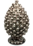 Lampada Pigna Gigante traforata Ceramica Caltagirone cm H.45 L.28 Artigianale Beige Écru Base Decorata DD CERAMICHE SICILIANE