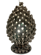 Lampada Pigna Gigante traforata Ceramica Caltagirone cm H.45 L.28 Artigianale Beige Écru Base Decorata DD CERAMICHE SICILIANE
