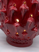 Lampada Pigna traforata Ceramica Caltagirone cm H.35 L.23 Artigianale Rosso DD CERAMICHE SICILIANE