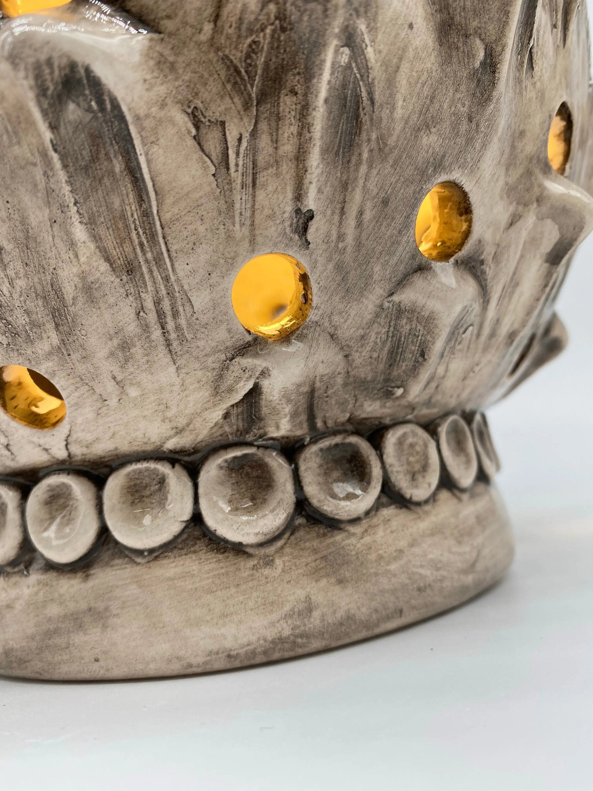 Lampada Pigna traforata Ceramica Caltagirone cm H.35 L.23 Artigianale Beige Écru DD CERAMICHE SICILIANE