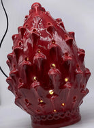Lampada Pigna traforata Ceramica Caltagirone cm H.35 L.23 Artigianale Rosso DD CERAMICHE SICILIANE