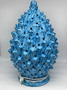 Lampada Pigna traforata Ceramica Caltagirone cm H.47 L.30 Artigianale Blu antico DD CERAMICHE SICILIANE