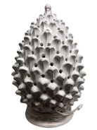 Lampada Pigna traforata Ceramica Caltagirone cm H.47 L.30 Artigianale Bianco - DD CERAMICHE SICILIANE