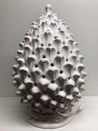 Lampada Pigna traforata Ceramica Caltagirone cm H.47 L.30 Artigianale Bianco DD CERAMICHE SICILIANE