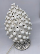 Lampada Pigna traforata Ceramica Caltagirone cm H.30 L.20 Artigianale Bianco Base Decorata DD CERAMICHE SICILIANE