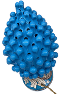 Lampada Pigna traforata Ceramica Caltagirone cm H.30 L.20 Artigianale Celeste Base Decorata - DD CERAMICHE SICILIANE