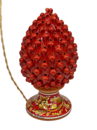 Lampada Pigna traforata Ceramica Caltagirone cm H.30 L.20 Artigianale Rosso Base Decorata - DD CERAMICHE SICILIANE