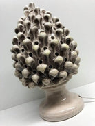 Lampada Pigna traforata Ceramica Caltagirone cm H.30 L.20 Artigianale Beige Écru DD CERAMICHE SICILIANE