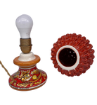 Lampada Pigna traforata Ceramica Caltagirone cm H.30 L.20 Artigianale Rosso Base Decorata - DD CERAMICHE SICILIANE