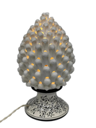 Lampada Pigna traforata Ceramica Caltagirone cm H.30 L.20 Artigianale Bianco Base Decorata - DD CERAMICHE SICILIANE