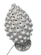 Lampada Pigna traforata Ceramica Caltagirone cm H.30 L.20 Artigianale Bianco Base Decorata - DD CERAMICHE SICILIANE
