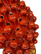 Lampada Pigna traforata Ceramica Caltagirone cm H.30 L.20 Artigianale Rosso Base Decorata - DD CERAMICHE SICILIANE