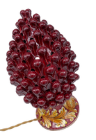 Lampada Pigna traforata Ceramica Caltagirone cm H.30 L.20 Artigianale Bordeaux Base Decorata - DD CERAMICHE SICILIANE