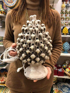 Lampada Pigna traforata Ceramica Caltagirone cm H.30 L.20 Artigianale Beige Écru DD CERAMICHE SICILIANE