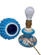 Lampada Pigna traforata Ceramica Caltagirone cm H.30 L.20 Artigianale Celeste Base Decorata - DD CERAMICHE SICILIANE