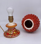 Lampada Pigna traforata Ceramica Caltagirone cm H.30 L.20 Artigianale Rosso Base Decorata DD CERAMICHE SICILIANE