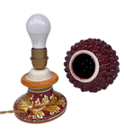 Lampada Pigna traforata Ceramica Caltagirone cm H.30 L.20 Artigianale Bordeaux Base Decorata - DD CERAMICHE SICILIANE