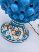 Lampada Pigna traforata Ceramica Caltagirone cm H.30 L.20 Artigianale Celeste Base Decorata DD CERAMICHE SICILIANE