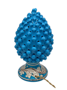 Lampada Pigna traforata Ceramica Caltagirone cm H.30 L.20 Artigianale Celeste Base Decorata - DD CERAMICHE SICILIANE