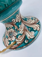 Lampada Pigna traforata Ceramica Caltagirone cm H.30 L.20 Artigianale Verde Base Decorata DD CERAMICHE SICILIANE