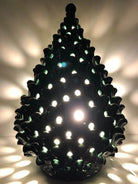 Lampada Pigna traforata Ceramica Caltagirone cm H.47 L.30 Artigianale Verde Prato DD CERAMICHE SICILIANE