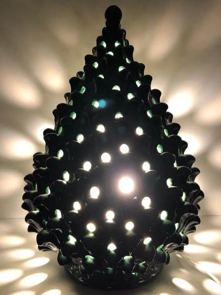 Lampada Pigna traforata Ceramica Caltagirone cm H.47 L.30 Artigianale Verde Prato DD CERAMICHE SICILIANE