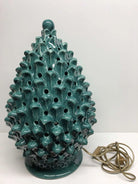 Lampada Pigna traforata Ceramica Caltagirone cm H.47 L.30 Artigianale Verde Prato DD CERAMICHE SICILIANE