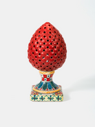 Lampada Pigna Traforata TDS cm H.30 Ceramica Caltagirone Artigianale Rosso Piede Decorato V.1 - LAMPADE