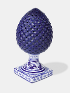 Lampada Pigna Traforata TDS cm H.35 Ceramica Caltagirone Artigianale Blu Piede Decorato V.3 - LAMPADE