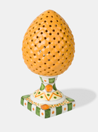 Lampada Pigna Traforata TDS cm H.35 Ceramica Caltagirone Artigianale Giallo Piede Decorato V.2 - LAMPADE