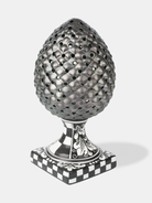 Lampada Pigna Traforata TDS cm H.35 Ceramica Caltagirone Artigianale Argento Piede Decorato - LAMPADE