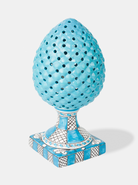 Lampada Pigna Traforata TDS cm H.35 Ceramica Caltagirone Artigianale Celeste Piede Decorato V.2 - LAMPADE