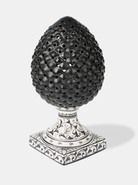 Lampada Pigna Traforata TDS cm H.35 Ceramica Caltagirone Artigianale Nero Piede Decorato V.1 - LAMPADE