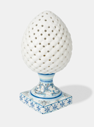 Lampada Pigna Traforata TDS cm H.35 Ceramica Caltagirone Artigianale Bianco Piede Decorato V.4 - LAMPADE