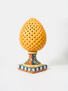 Lampada Pigna Traforata TDS cm H.35 Ceramica Caltagirone Artigianale Giallo Piede Decorato - LAMPADE
