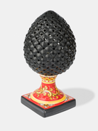 Lampada Pigna Traforata TDS cm H.35 Ceramica Caltagirone Artigianale Nero Piede Decorato V.2 - LAMPADE