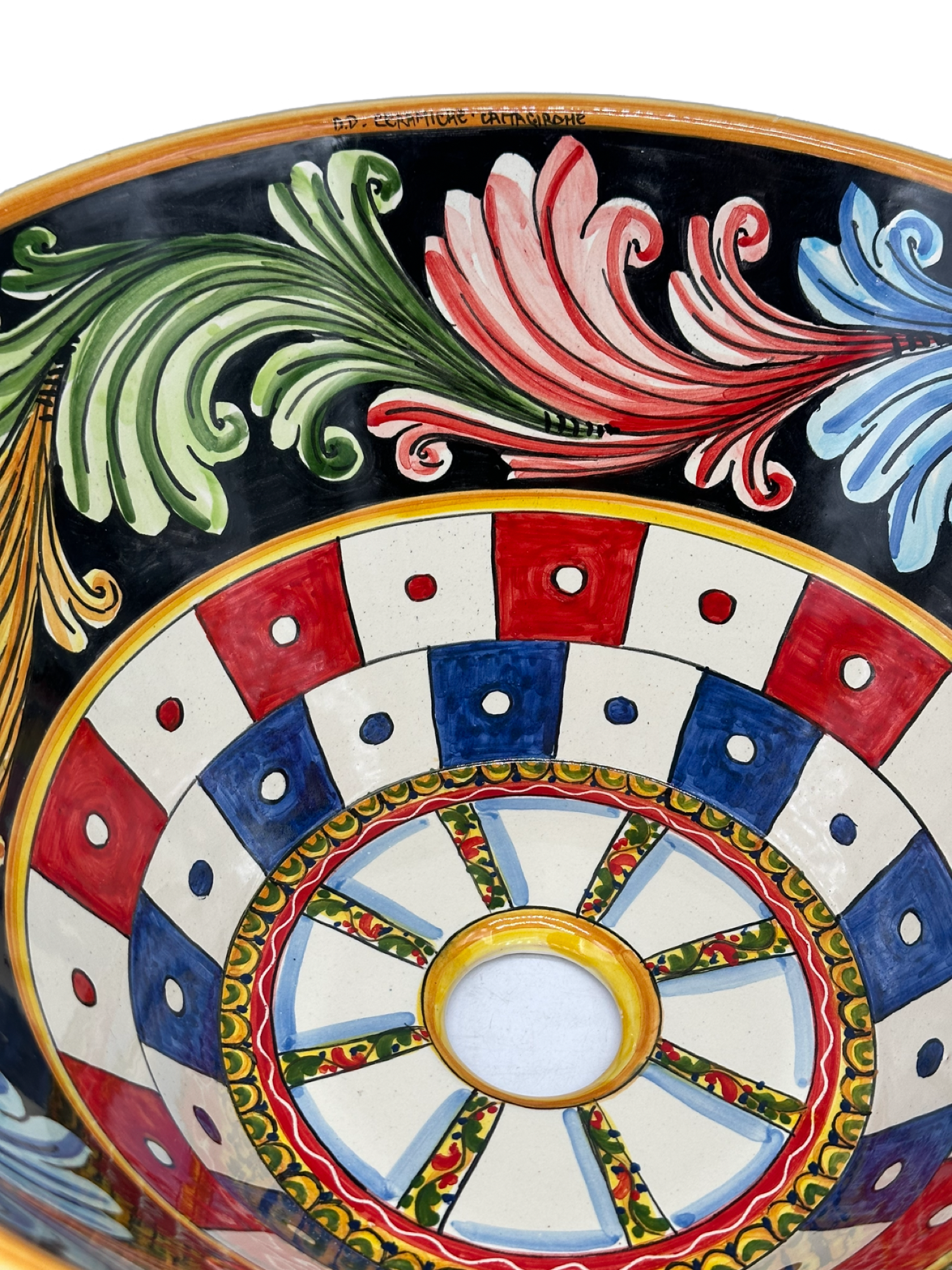 Lavello Ceramica Caltagirone Diametro cm 38 Altezza cm 17 per interno/esterno V.2 - OGGETTISTICA