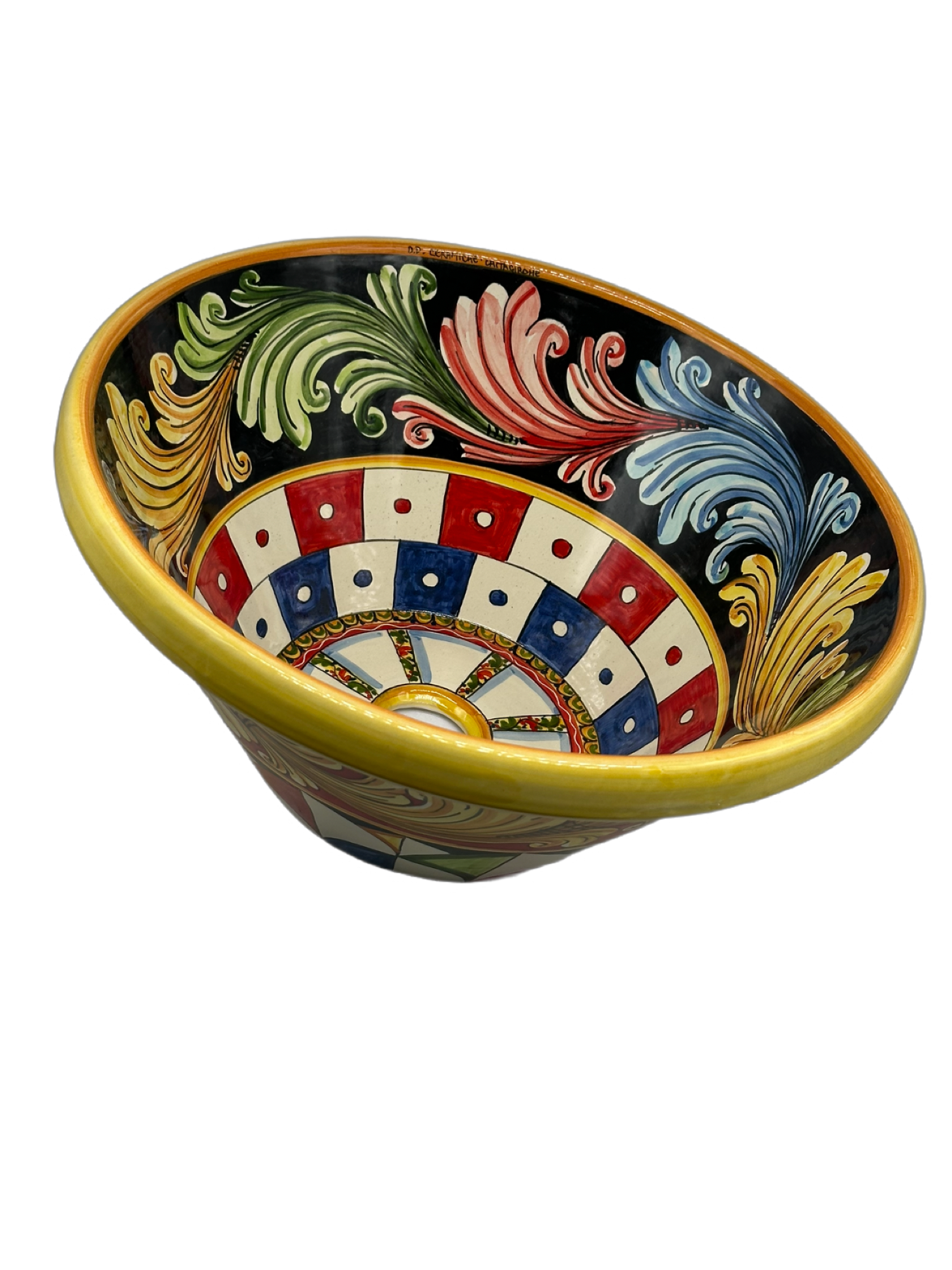 Lavello Ceramica Caltagirone Diametro cm 38 Altezza cm 17 per interno/esterno V.2 - OGGETTISTICA