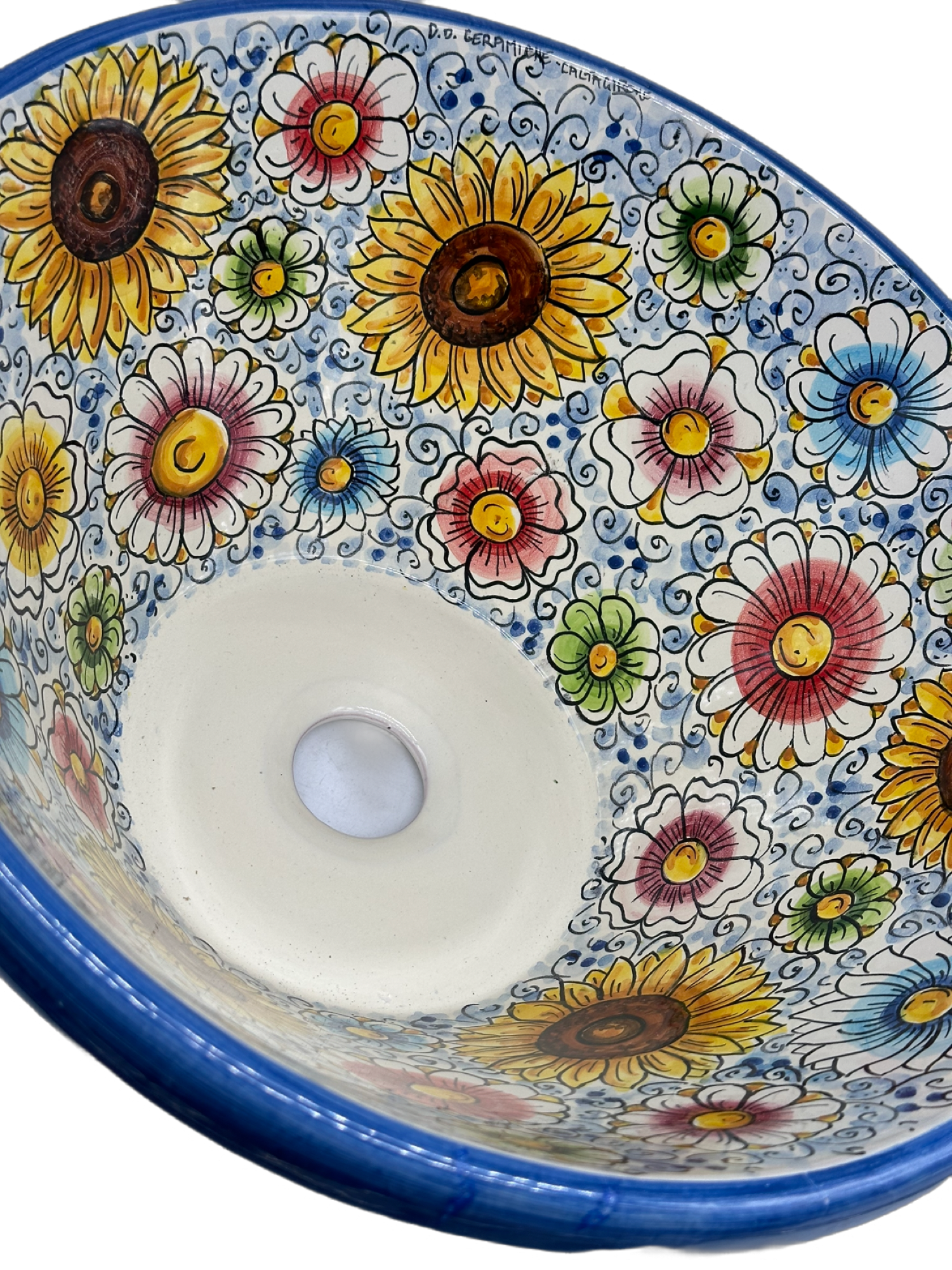 Lavello Ceramica Caltagirone Diametro cm 37 per interno/esterno V.3 - OGGETTISTICA