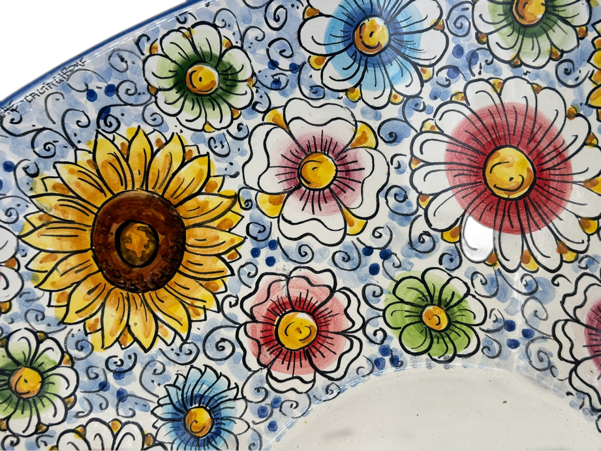 Lavello Ceramica Caltagirone Diametro cm 37 per interno/esterno V.3 - OGGETTISTICA