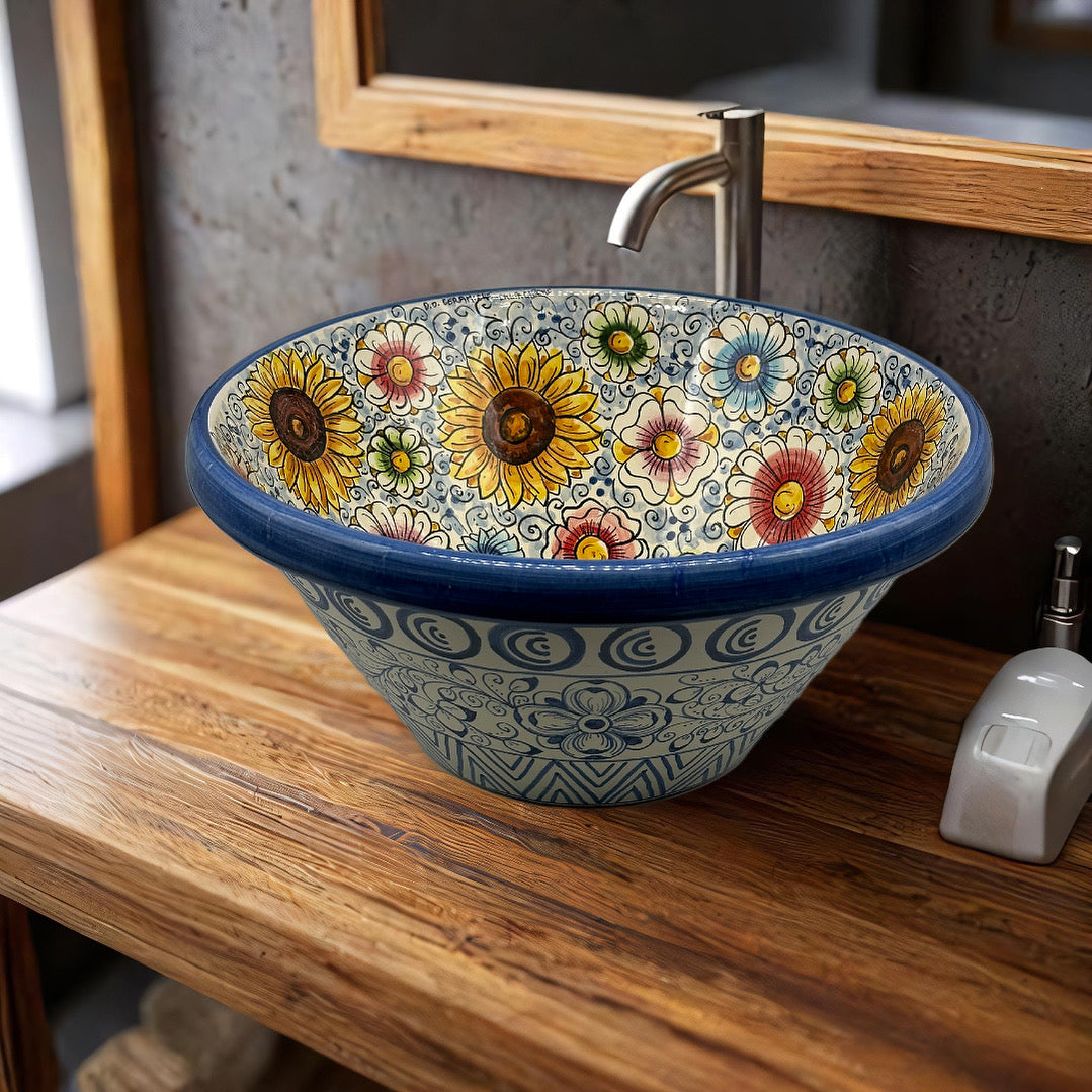 Lavello Ceramica Caltagirone Diametro cm 37 per interno/esterno V.3 - OGGETTISTICA